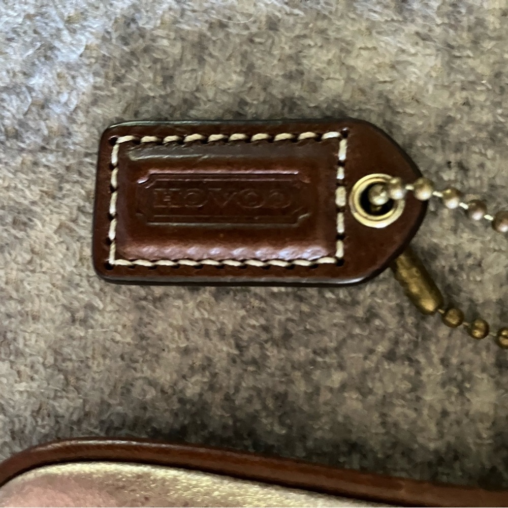 Coach Cream and Brown Patchwork Wristlet - Picture 2 of 4